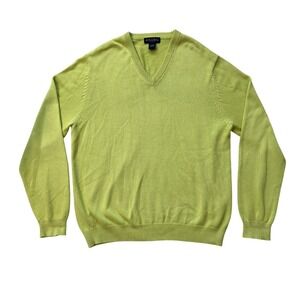 Brooks Brothers Pima Cotton V Neck Sweater Mens Large‎ Green Knit Pullover